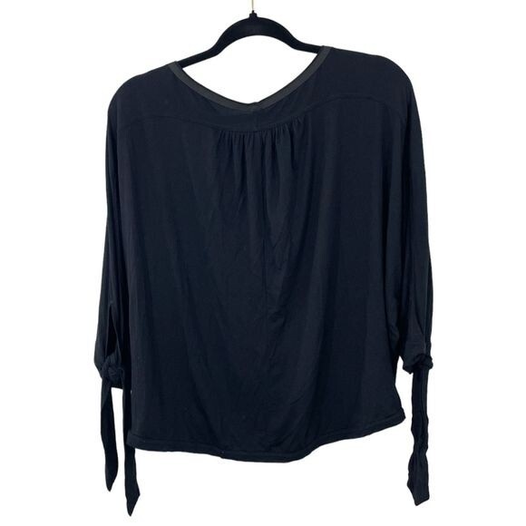 Free People Women's Keepin' On Twist Front Button Tie Sleeve Top Black‎ Size XS - Picture 4 of 11